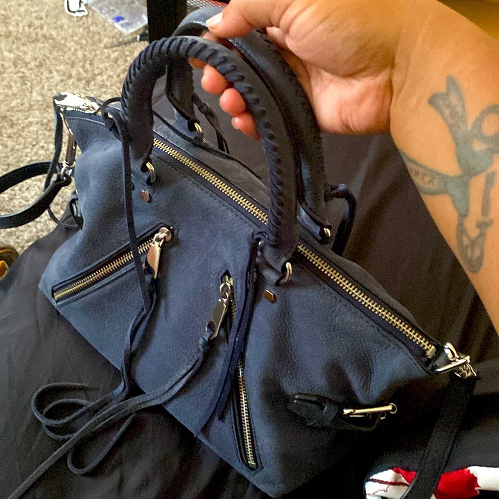 Rebecca Minkoff Navy Satchel with Silver Accents - Picture 2 of 13